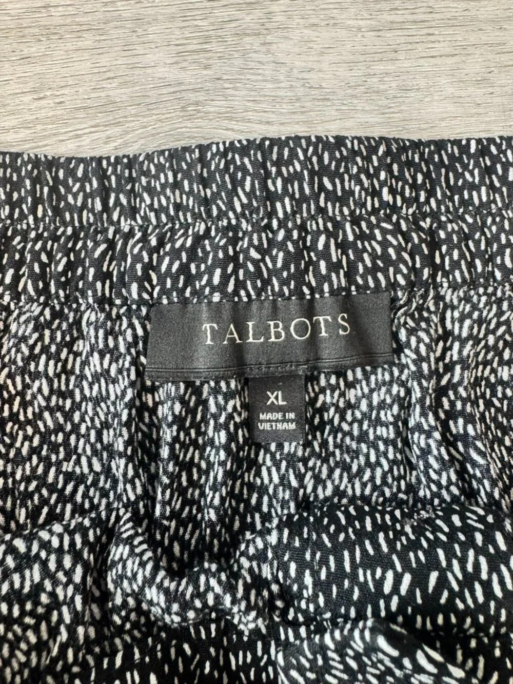 Talbots Black Polka Dot Button Front Tiered Midi Skirt Size XL Elastic Waist K34